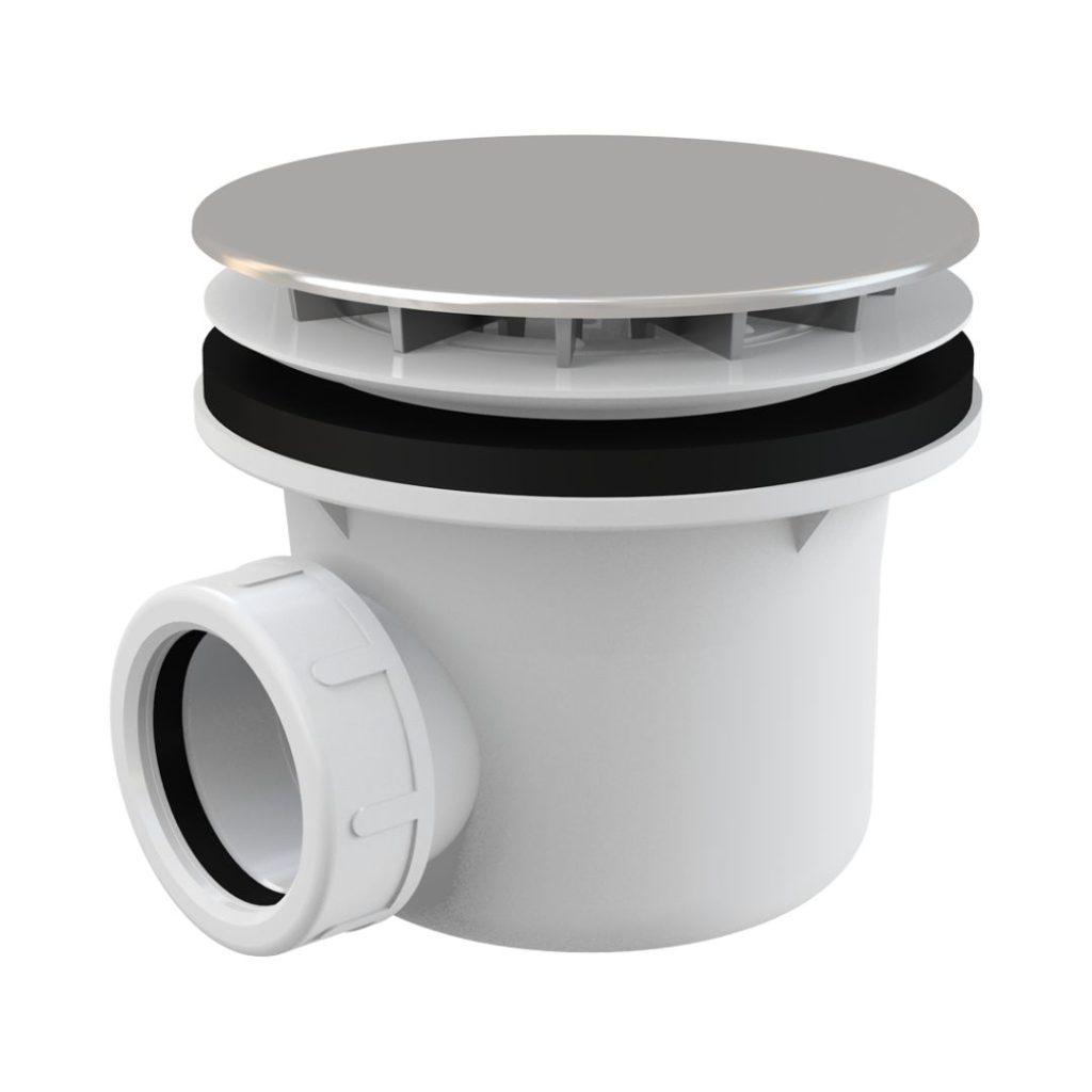 Sifon cădiță D 90 cu ventil D116 H 84mm crom - Alca
