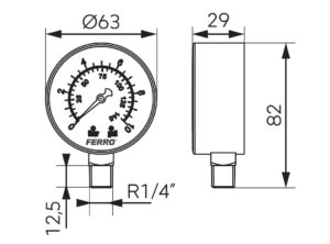 Manometru radial 63mm - Ferro(1)