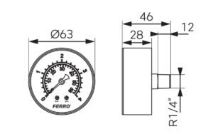 Manometru axial 63mm