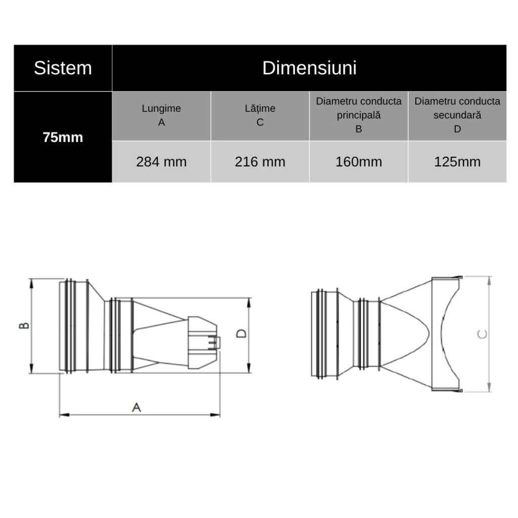 Desen tehnciConector lateral Heatpex