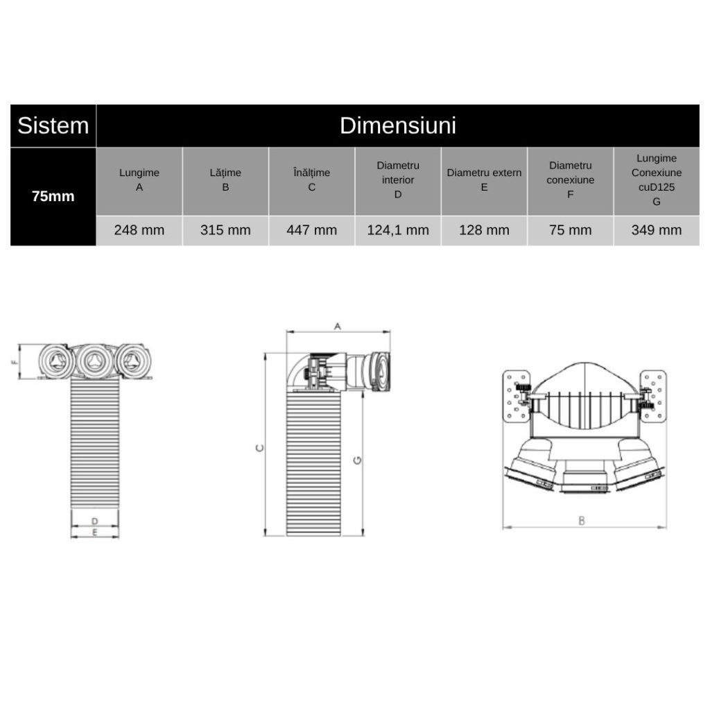 Desen tehnic cu masuratori plenum